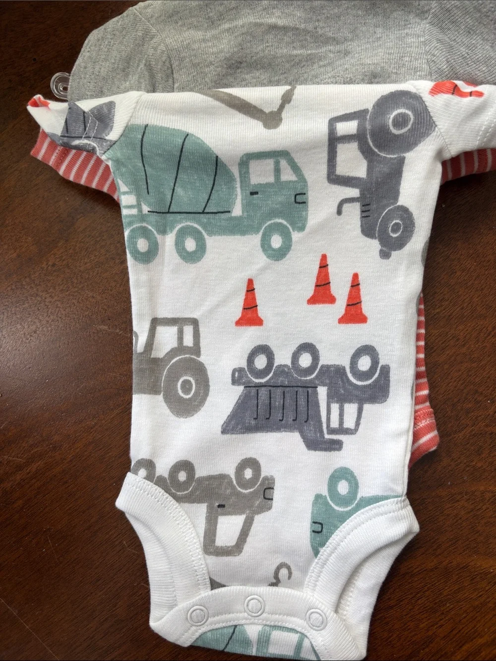 Carter's Construction Truck Short Sleeve Bodysuits 3 pack with Orange Accent